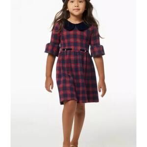 Janie and Jack Plaid Dress Girls Size 10 Jacquard Holiday Christmas Outfit(862)